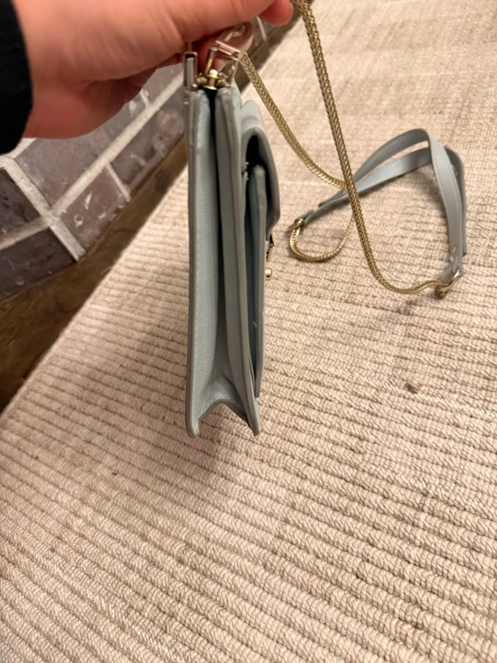 Zara Light Gray Crossbody Bag with Gold Hardware